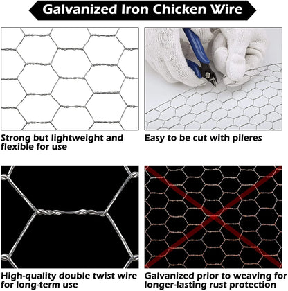 Chicken Wire Fencing Mesh 16.9Inx32.8Ft, 0.6'' Fences Hexagonal Silver Landscape