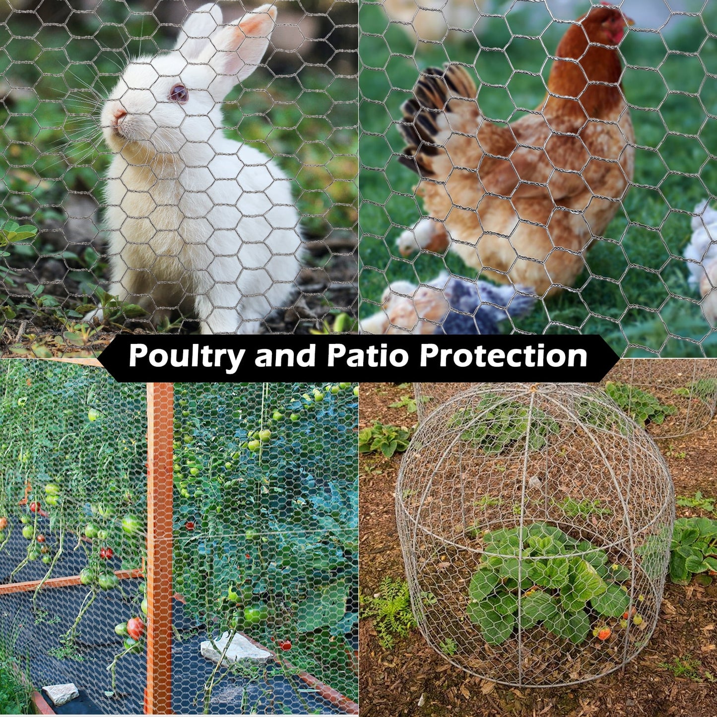 Chicken Wire Fencing Mesh 16.9Inx32.8Ft, 0.6'' Fences Hexagonal Silver Landscape